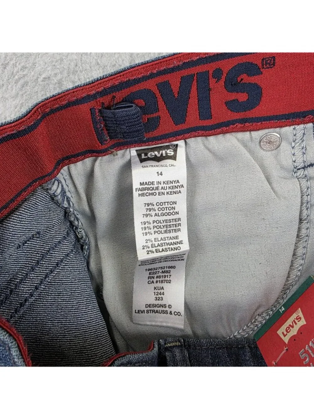 Levis 511 Slim Fit Jeans Boys 14 Blue Stretch Denim Adjustable Waist NWT